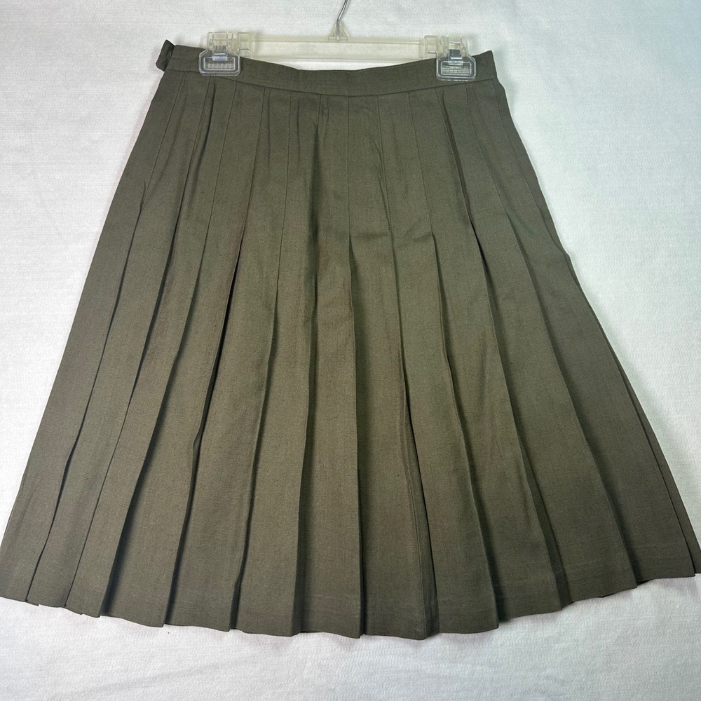 Rena Rowan for Saville Pleated Midi Skirt Vintage Dark Academia Size 10 Green